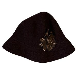 GAP Vintage 90s Brown Women's Hat with Floral Accent Size S Cozy Wool Cloche